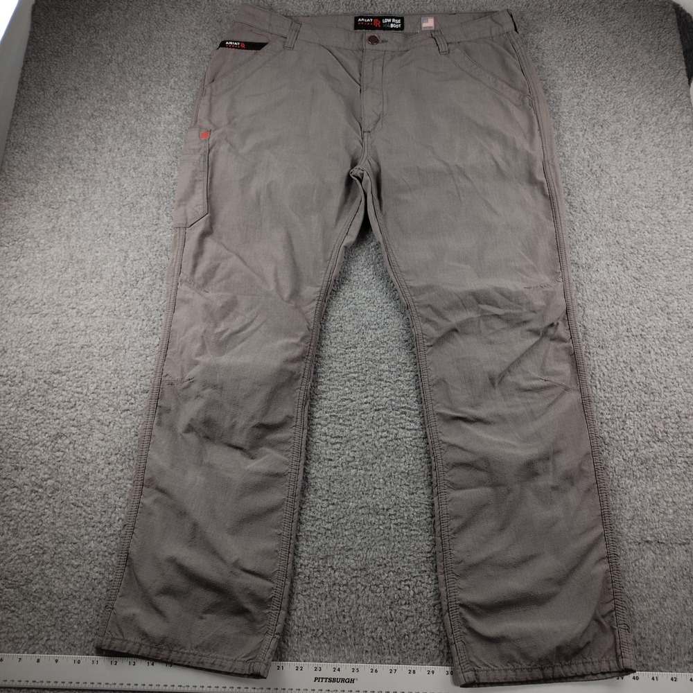Ariat FR M4 Low Rise Boot Cut Grey Work Pants 40x34 Flame Resistant Ripstop